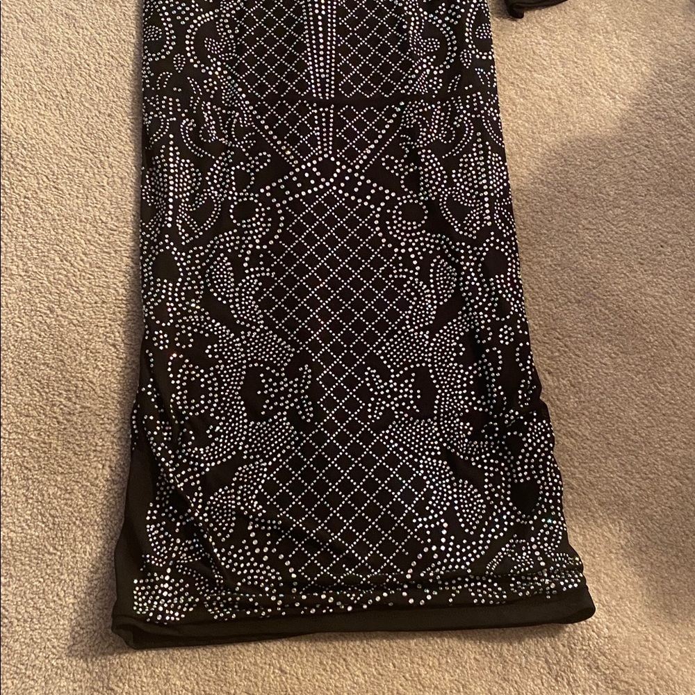 Fashion Nova 1XL black long dress with silver beads - Picture 13 of 13